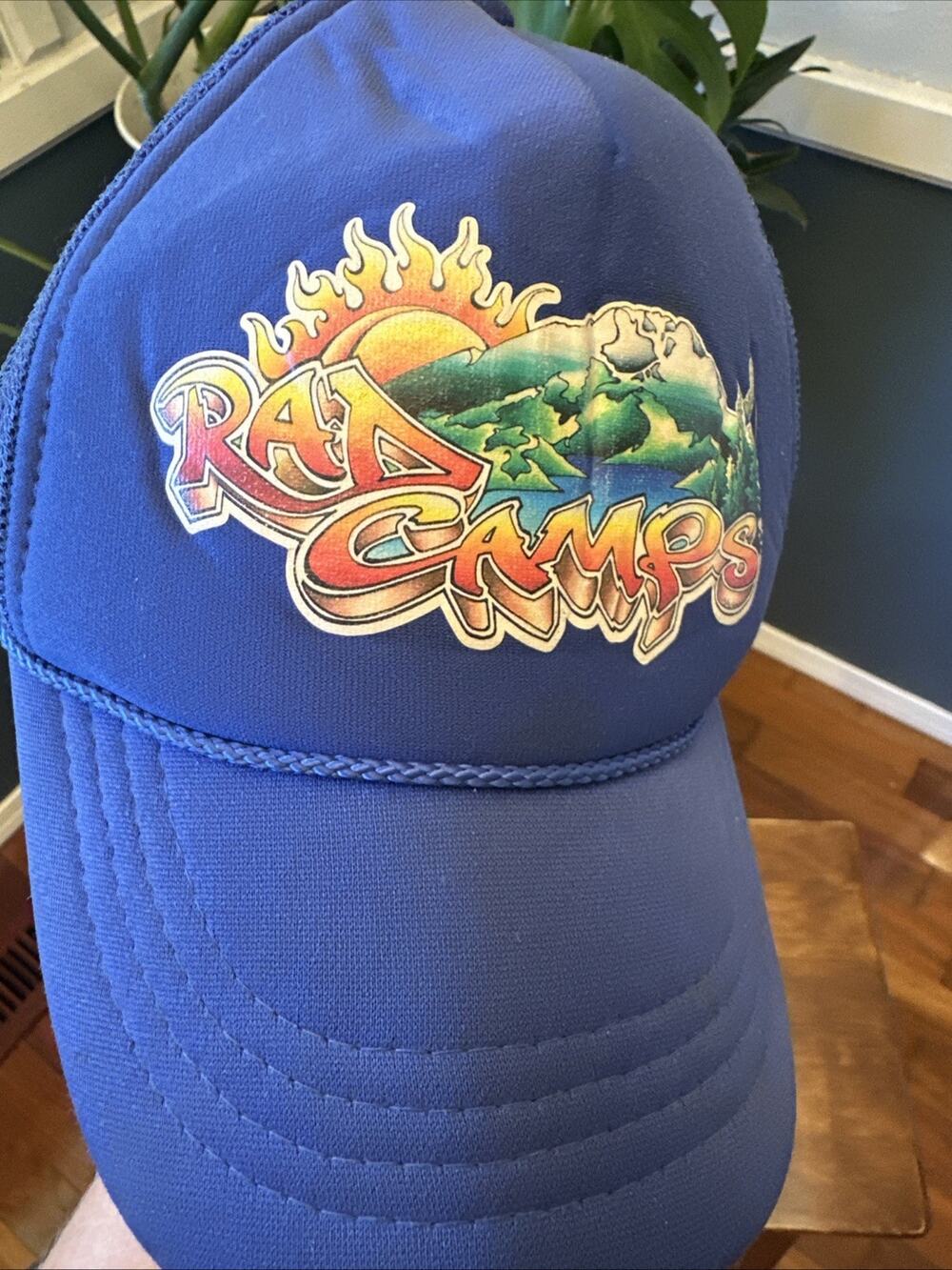 Otto Rad Camps Vintage Graffiti Trucker Hat Blue 80’s Youth Size